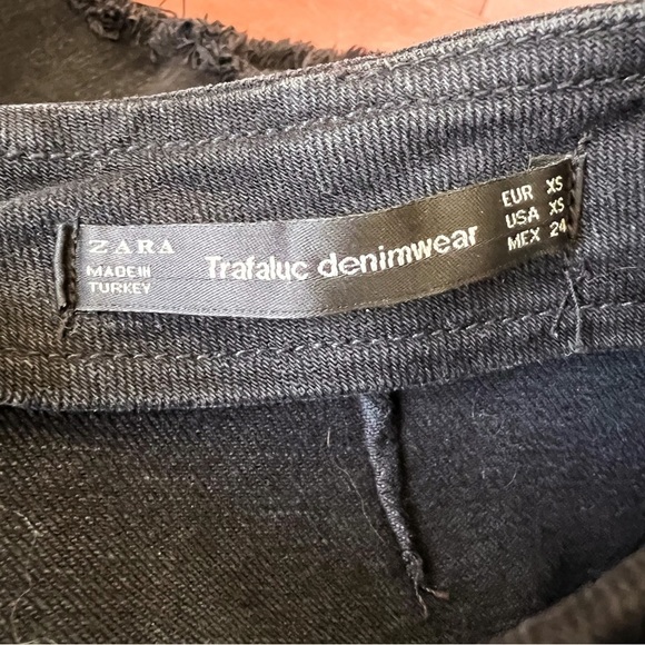 ZARA Trafaluc Black Frayed Zipper Denim Mini Skirt - Picture 16 of 16